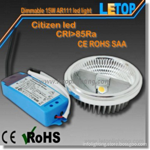High CRI 85Ra Dimmable 15W COB AR111 led lighting